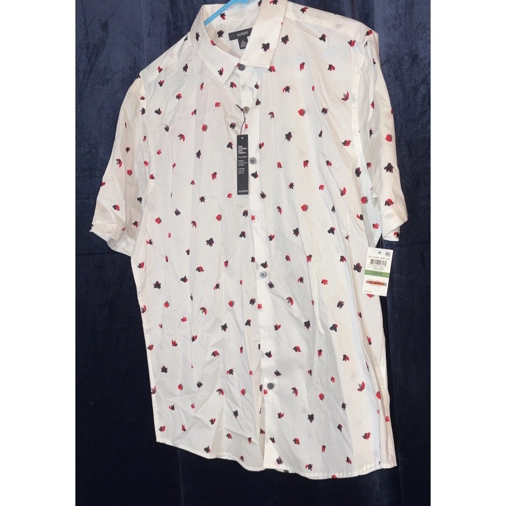 Alfani Men's Short Sleeve Light Jester Red Shirt - L -